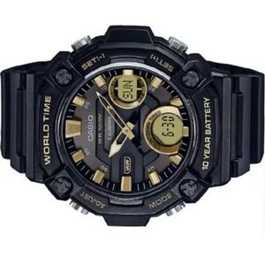 CASIOMen's Digital Analog Black Dial Resin Band WatchAEQ-120W-9AVDF